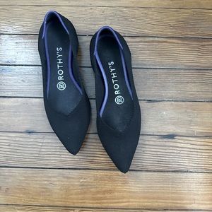 Rothy’s Black Point Flats 5.5 6 6.5 pointed toe